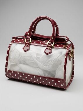 Stadium approved CLEAR bag orig. tags dustbag charm incl. maroon white polkadot